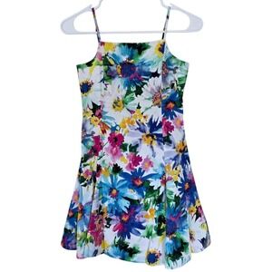 Polo Ralph Lauren Girls Floral Fit and Flare Dress Blue Pink Yellow Size 12